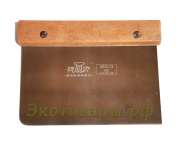 Скребок пекарский стальной с деревянной ручкой, для работы с тестом (127х100)