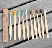 Бамбуковая зубная щётка c плоской ручкой розовая / арт.1631-2